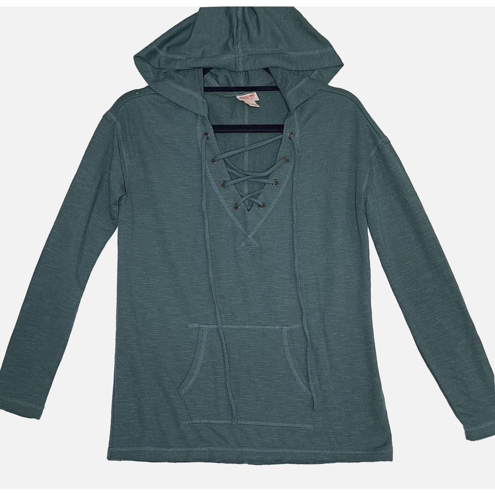 Mossimo Hoodie Womens XS Green Jersey Knit Pullover Sweatshirt Long Sleeve